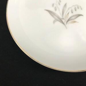Kaysons Golden Rhapsody BREAD BUTTER PLATE vintage dinner dishes Japan gray flowers lily of the valley gold trim 1960s 5053 image 3