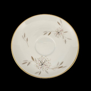 Noritake Helene SAUCER pink taupe dots on gray leaves floral spray flowers Japan tableware tea coffee platinum dishes 5602