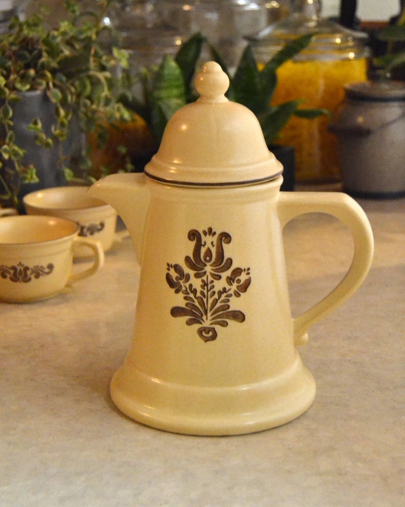 Pfaltzgraff Village TEAPOT with lid retro retired vintage Etsy