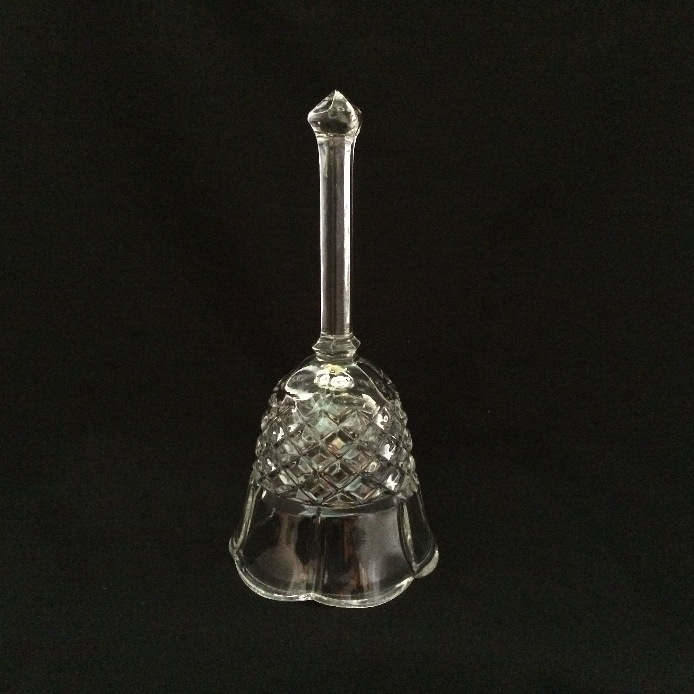 Lead Crystal Cut Glass BELL Clear Diamond Band Collectible Vintage Home
