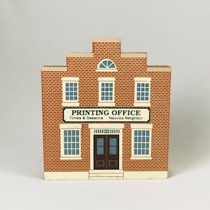 Cat&#39;s Meow PRINTING OFFICE Historic Nauvoo Series 1995 retired shelf sitter collectible collect wooden home decor
