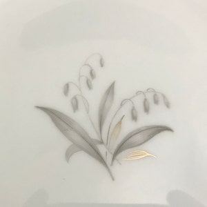 Kaysons Golden Rhapsody BREAD BUTTER PLATE vintage dinner dishes Japan gray flowers lily of the valley gold trim 1960s 5053 image 4