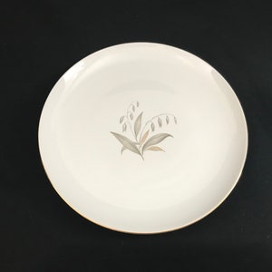 Kaysons Golden Rhapsody DINNER PLATE vintage dinnerware dishes Japan gray flowers lily of the valley gold trim 1960s