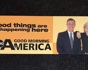 Good Morning America Sign Charlie Gibson Diane Sawyer GMA signage TV show news 1990s ABC collectible collector (4411)