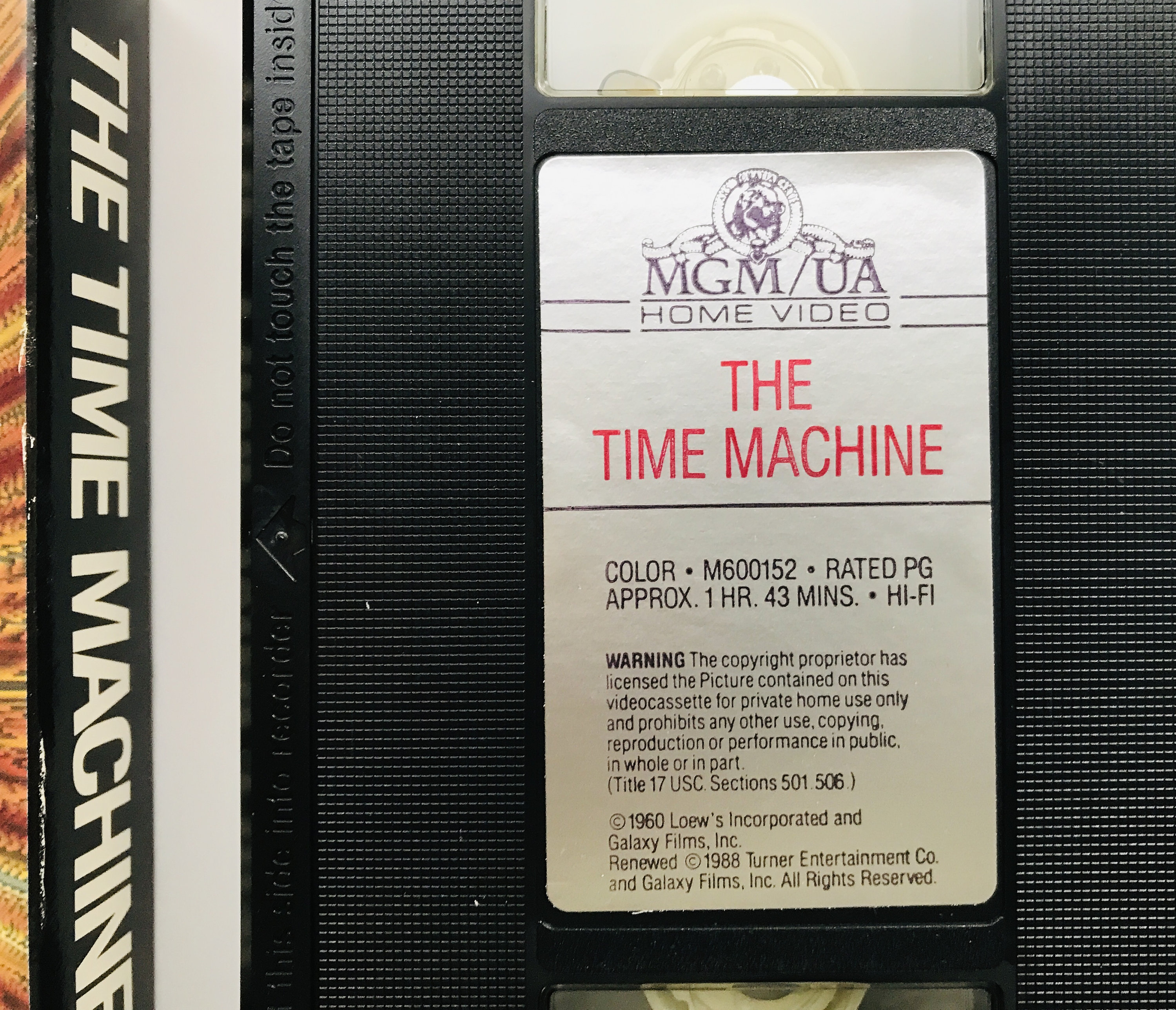 The Time Machine, HG Wells, Filmed 1960, Academy Award Vintage VHS Tape ...