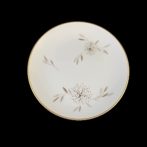 Noritake Helene BREAD & BUTTER Plate pink taupe dots on gray leaves floral spray flowers Japan tableware platinum dishes 5602