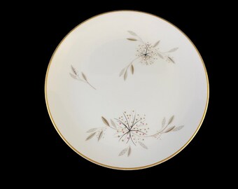 Noritake Helene BREAD & BUTTER Plate pink taupe dots on gray leaves floral spray flowers Japan tableware platinum dishes 5602 (8873)