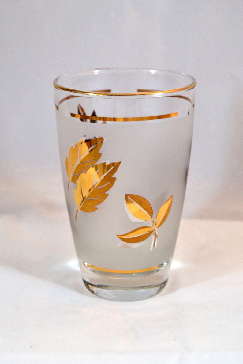 Libbey Glass Golden Foliage 10 oz. FLAT TUMBLER beverage Etsy
