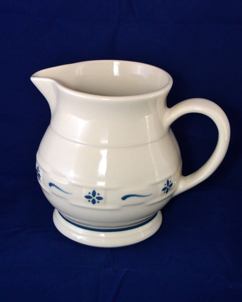 Longaberger Small 32 Oz. PITCHER, Roseville Pottery, Classic BLUE Woven