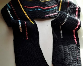 Cachecol, Cachecol de bolso, Cachecol de bolso oculto, Cachecol preto, Cachecol feminino, Cachecol de bolso de crochê, Cachecol feito à mão, Cachecol de inverno, Acessórios de inverno