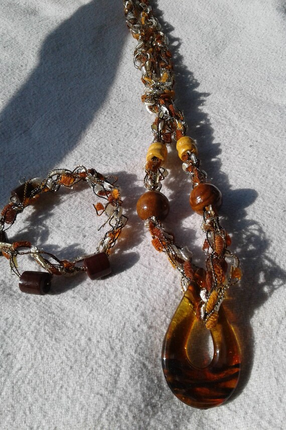Jewelry set, Gift for her, Matching jewelry set, Vintage jewelry, Handmade matching necklace and bracelet, Boho chic, Delicate Jewelry