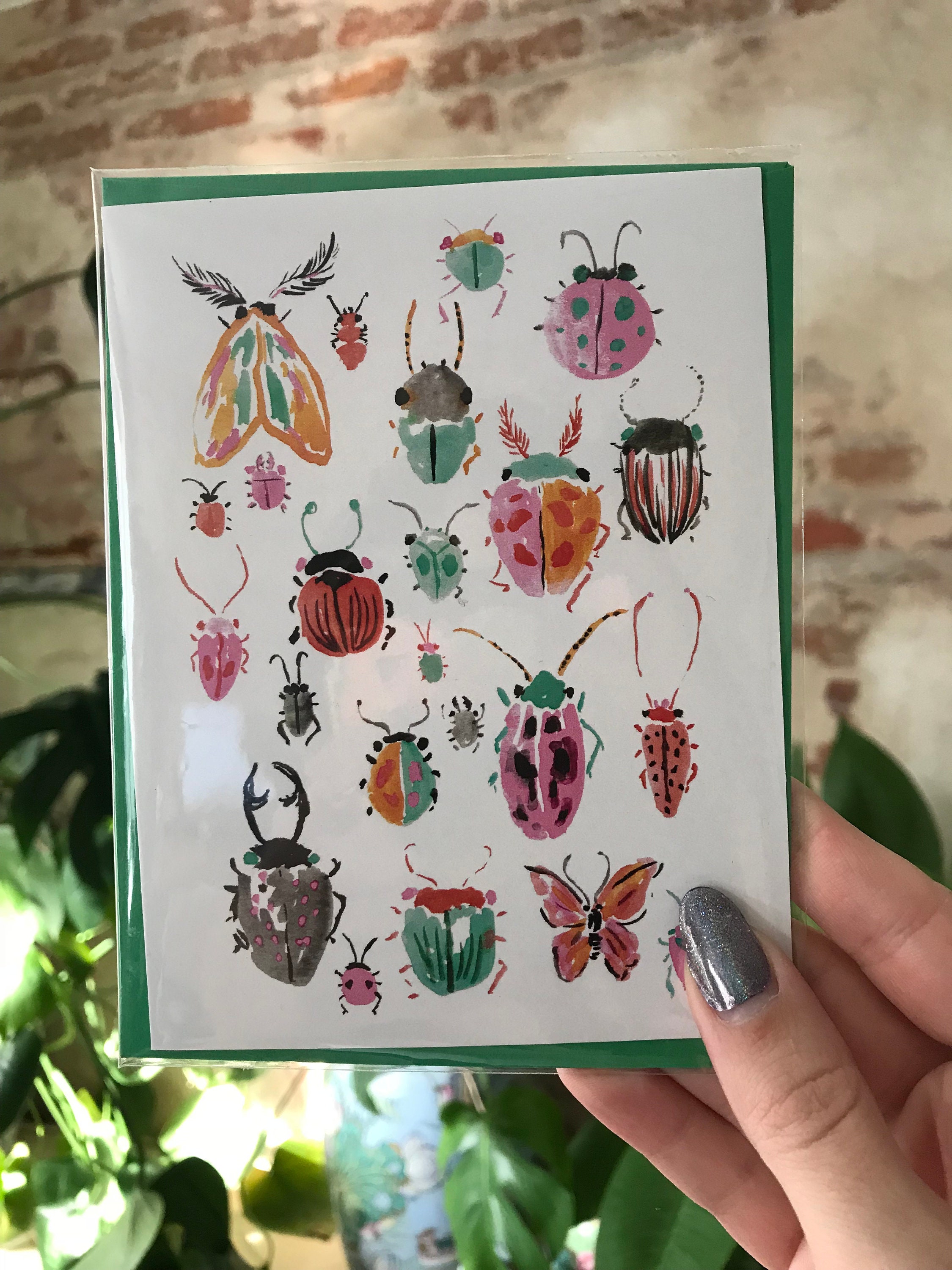 Bug Card Insect Card Watercolor Bug Painting Painted Bugs Etsy