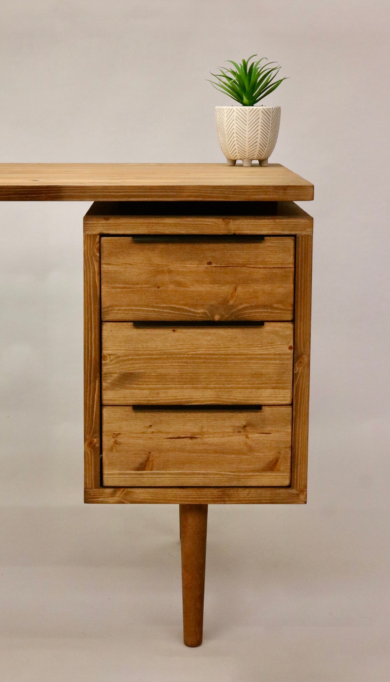 Simple Desk With Drawers Both Sides Reclaimed Wood Handmade Etsy UK