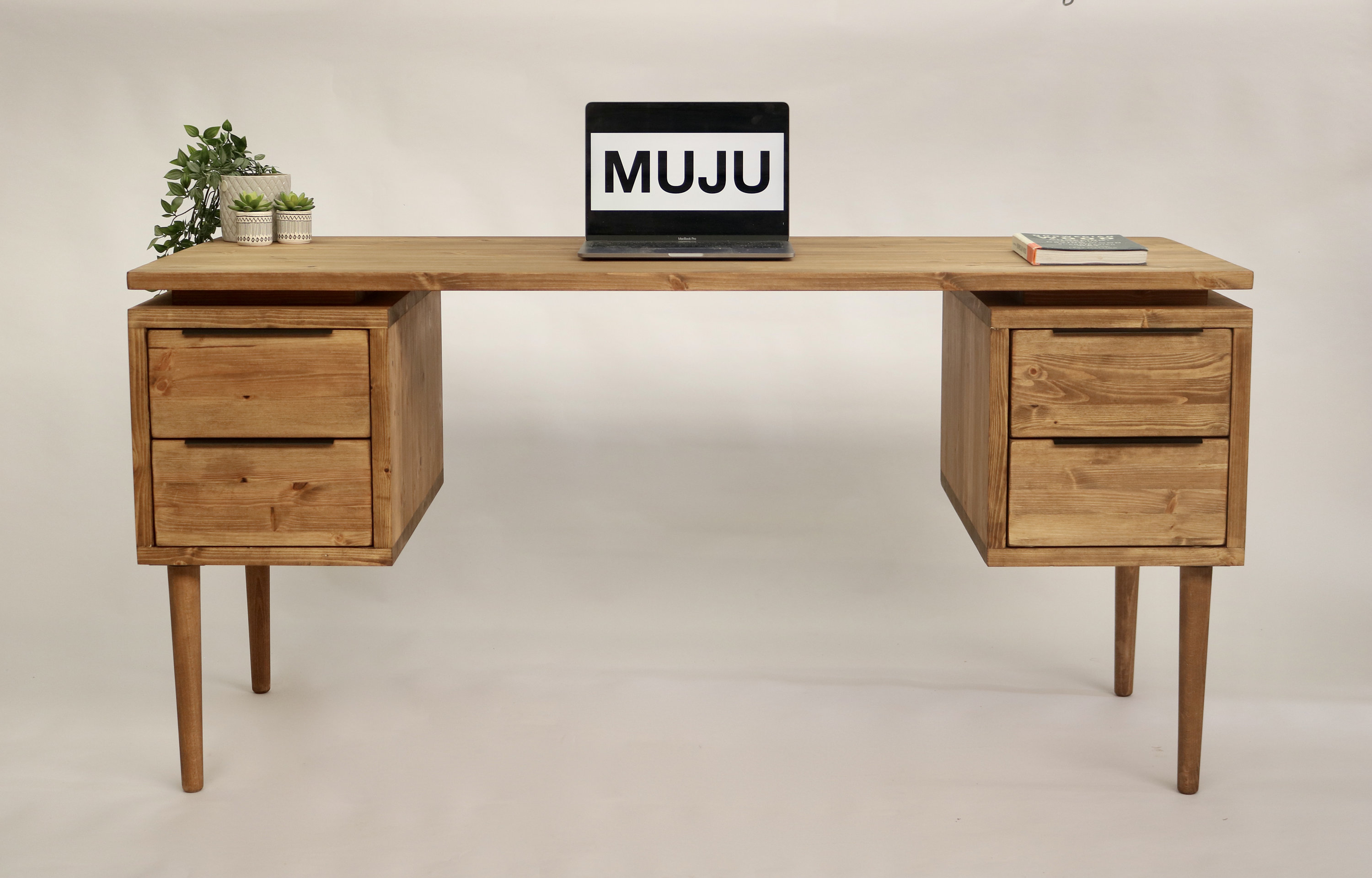 Simple Desk With Drawers Both Sides Reclaimed Wood Handmade Desk