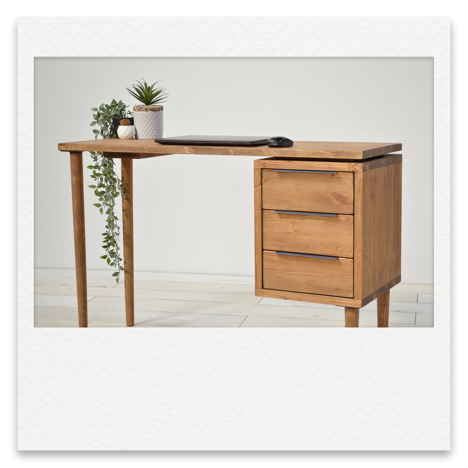Large Home Office Desk With 3 Drawer Pedestal Solid Wood - Etsy UK