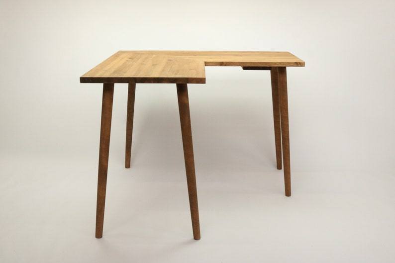 Corner Desk Simple Vintage/Computer Desk/ Wood Scandi Retro Solid Wood Tapered Legs MCM ROSIE image 2