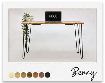 Simple Wooden Desktop with Hairpin Legs, Choice of colours, Options on sizes, Made to measure, Handmade in the UK