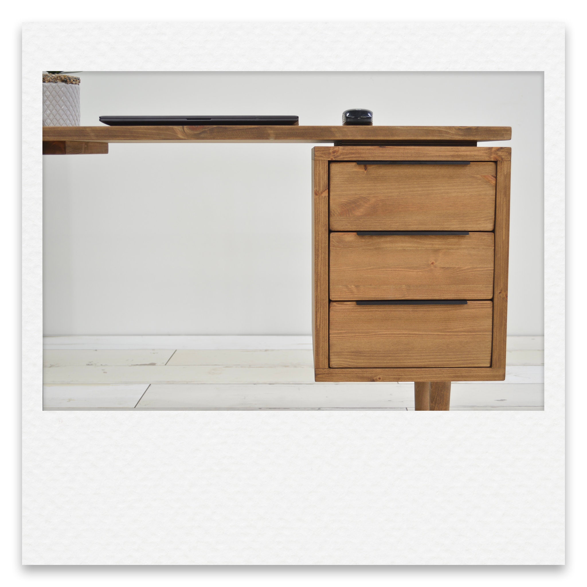 Large Home Office Desk With 3 Drawer Pedestal Solid Wood - Etsy UK