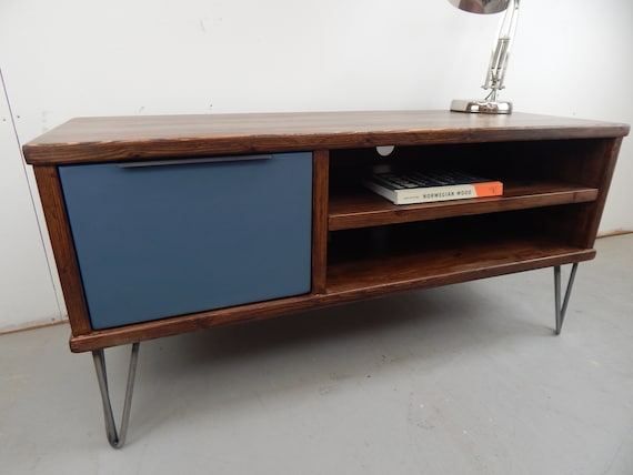 Record Player Stand, Vinyl Record Storage, Reclaimed Wood, Mid Century Modern, Scandi, Industrial Furniture, Rustic Furniture,Hairpin Legs