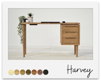 Vintage-Inspired Writing Desk with Spacious Storage, Solid Mango Wood Construction, Available in Multiple Finishes HARVEY