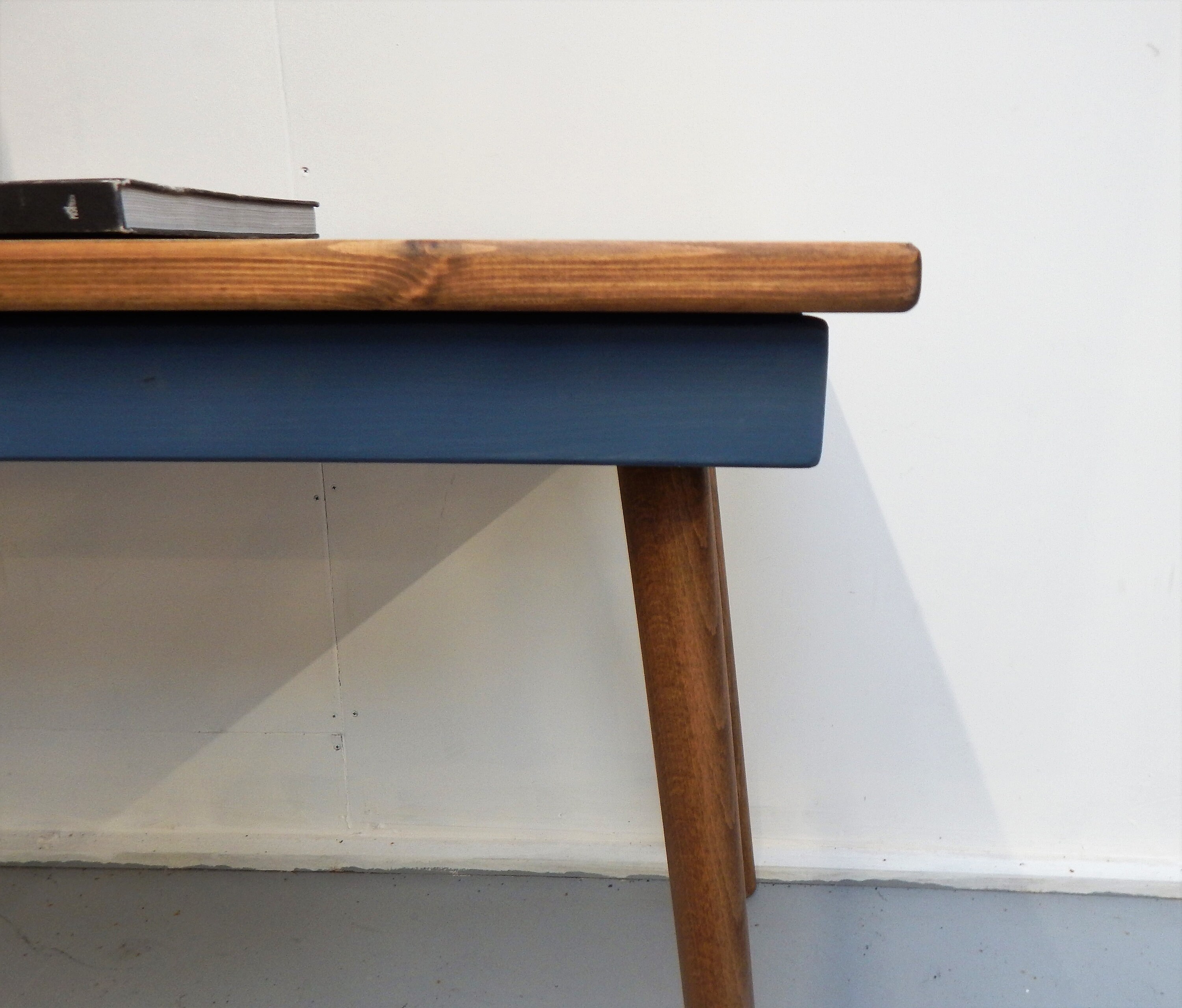 Simple Vintage Desk/computer Desk/ With Drawer Solid Wood Scandi Retro  Industrial Solid Wood Tapered Legs Bespoke Sizes 