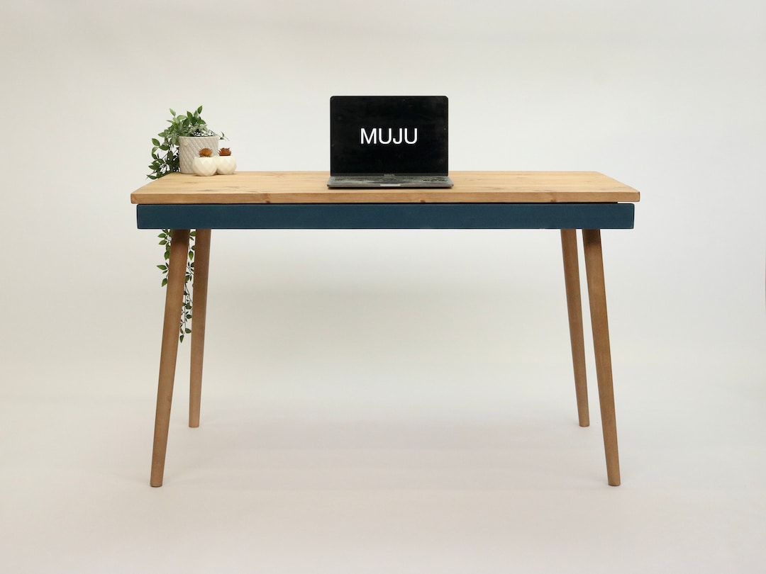 Simple Vintage Desk/computer Desk/ With Drawer Solid Wood Scandi Retro ...