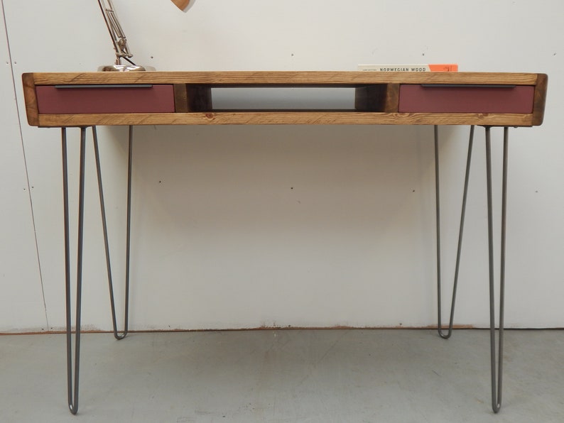 Writing Desk Console Table Dressing Modern Rustic Solid Wood Custom Sizes Hairpin Legs