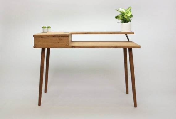 Scandi Desk Rustic, Vintage, Monitor Stand, Handmade, Industrial, Reclaimed Wood Custom Sizes and Colours Hairpin Legs