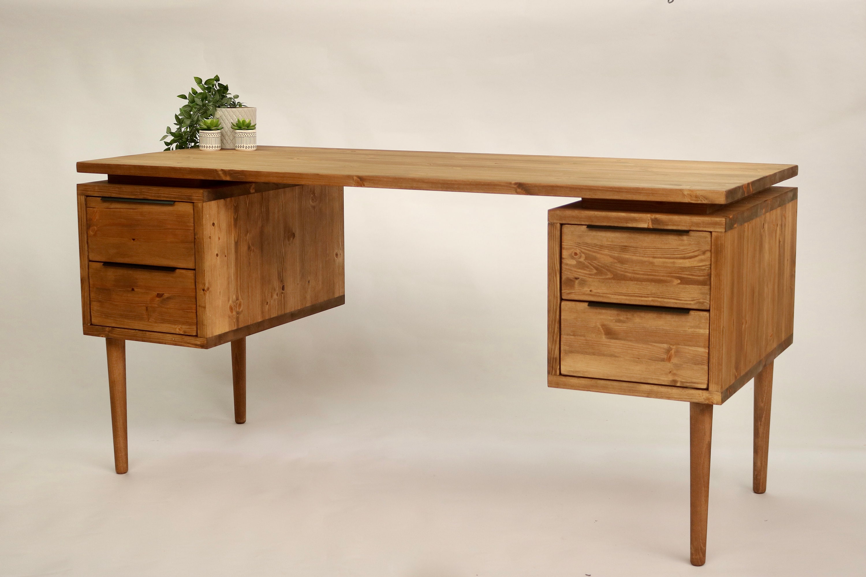 Simple Desk With Drawer,reclaimed Wood Handmade Desk, Choice of Colours  With Wooden Tapered Legs, Colour Choices WILLIAM. 