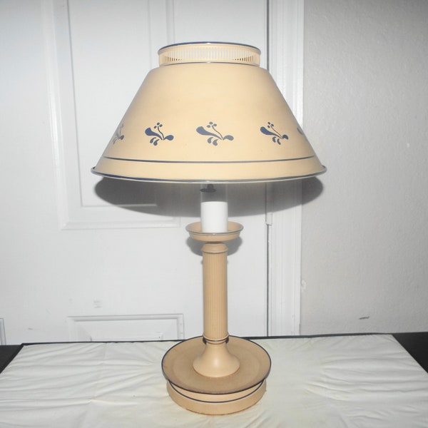 Gone With The Wind Tall 19"H 3-Way Tole-Ware Fancy Beige Colored Metal Hurricane Lamp