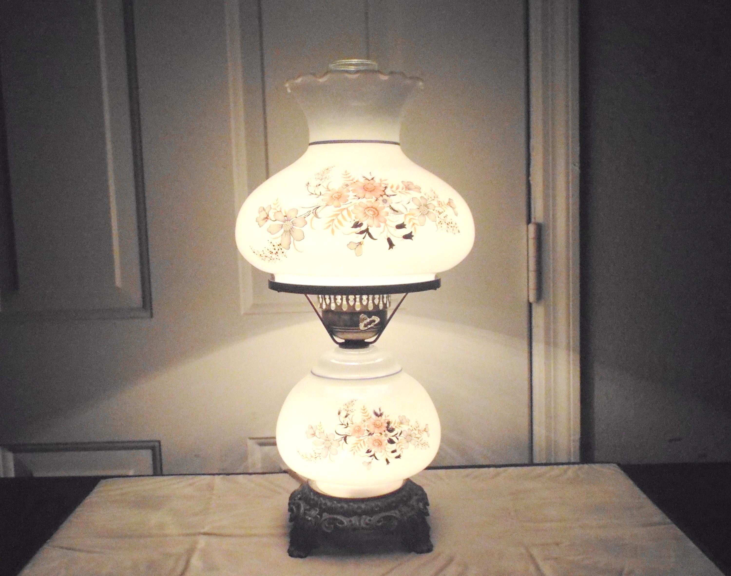 Gone With the Wind Vintage 3-way Blue Iridescent Milk-glass Floral