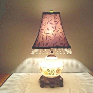 Gone With The Wind Vintage 3-Way Fancy Shaded Floral Themed Milk-Glass Hurricane Lamp