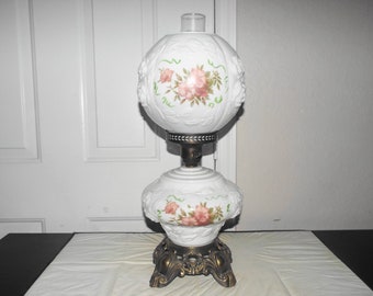 Autant en emporte le vent vintage 3 voies Phoenix Co. Lampe ouragan à thème floral Puffy Rose