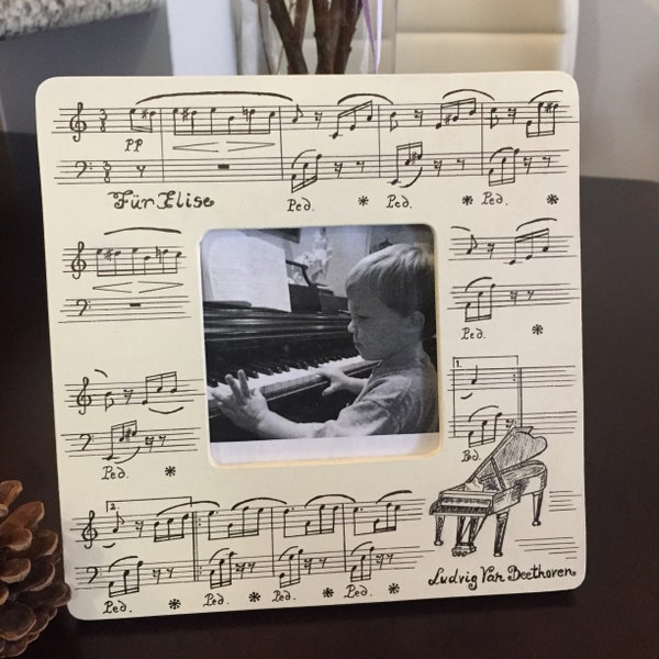 Handpainted Beethoven musical notes frame