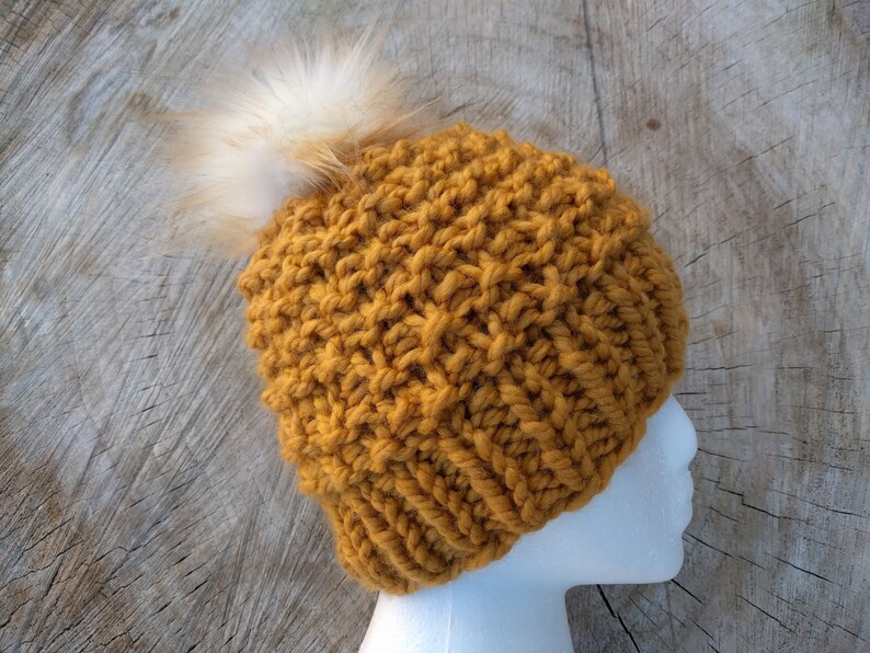 beanie knit hat super bulky beanie SALE!! Shaughnessy Hat Hand knit faux fur pompom hat knit beanie womens beanie adult beanie