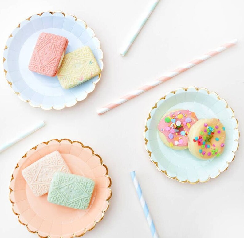 Pastel Paper Plates Gold Party Plates Birthday Party Plates Etsy