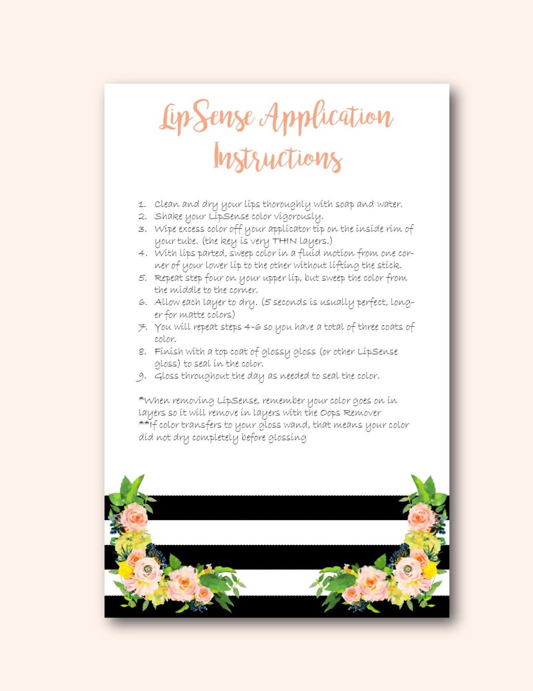 Lipsense Application Instruction Personalized Senegence Etsy
