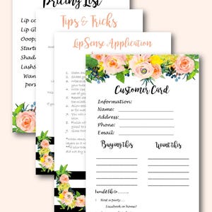 Lipsense Bundle Set, Personalized Senegence, Digital Lipsense Party Printables, Black& White Peach Flowers