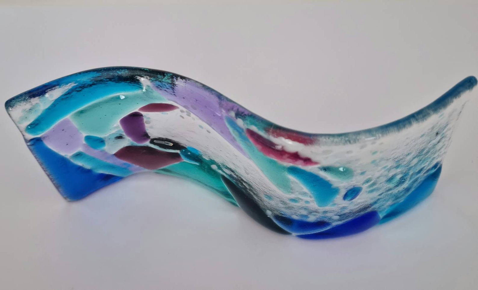 Fused Glass Art Sea Waves Surfing Ocean Wave Free Standing - Etsy