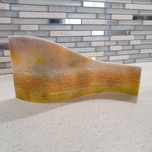 Fused glass art, sunset, glass art, handmade, sea sunset, home decor, gift for all, new home, birthday gift, unique, art, candle sconce