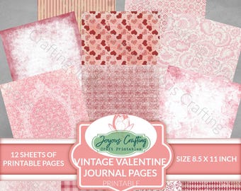 Vintage Valentine Journal Pages: Pink Romantic Printables (Digital Download)