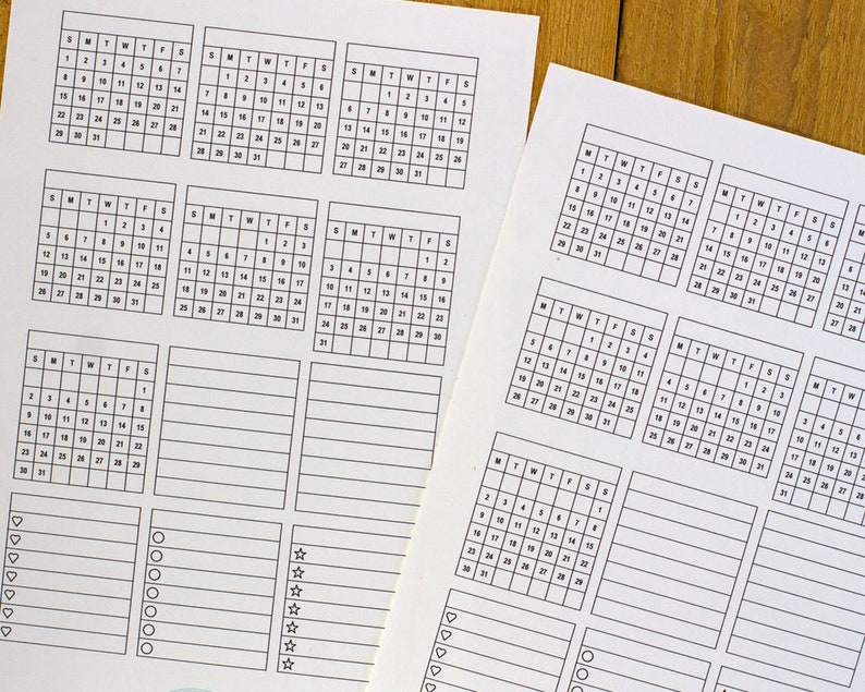 printable 8 pages mini calendar sticker set bullet journal