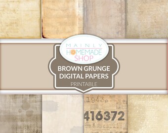Neutral Grunge Journal Pages: Vintage Scrapbook Writing Papers Bundle (Digital Download)