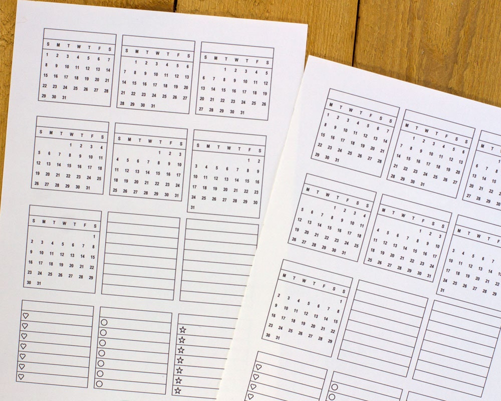 Printable Mini Calendar Stickers – Bullet Journal Planner - Junk ...