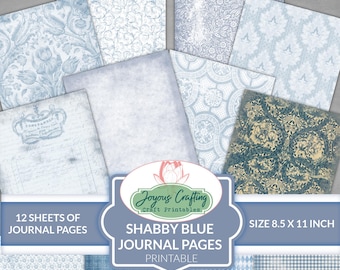 Shabby Blue Vintage Journal Pages – Printable Scrapbook Paper (Download)