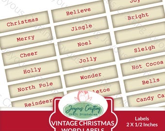 Vintage Red Christmas Journal Words: Junk Journal Ephemera (PDF)