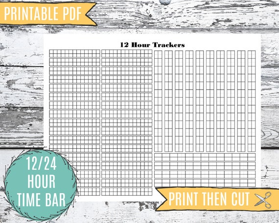 printable horizontal time tracker stickers 12 24 hour etsy