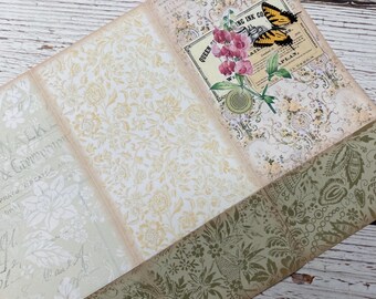 Botanical Mini Junk Journal Folio Kit | Vintage Floral Ephemera | Neutral Cottagecore Printable | Tags, Pockets & Journal Cards |Beginner