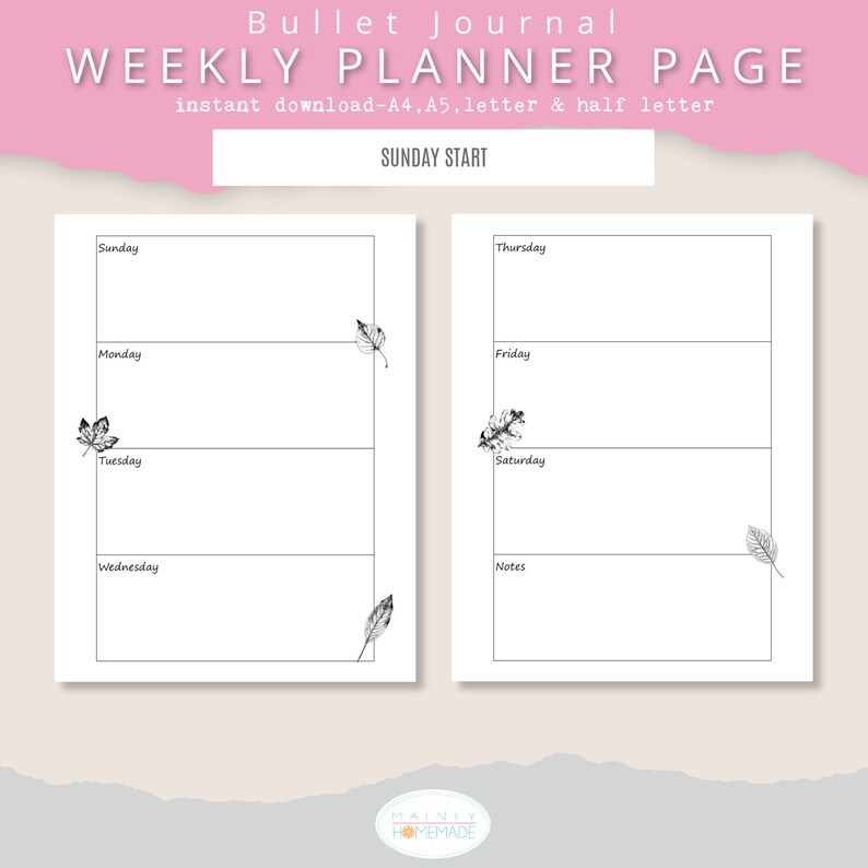 Weekly Planner Printables Printable Bujo Inserts Weekly - Etsy