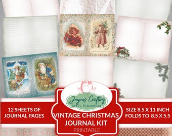 Vintage Christmas Junk Journal Kit: Printable Ephemera (Digital Download)